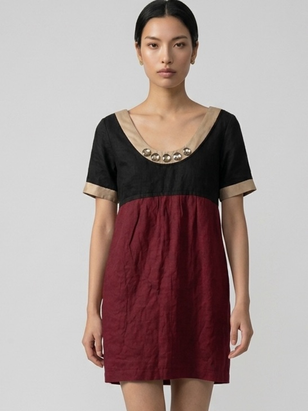 Vera Wang Maroon Jeweled Cocktail Dress
